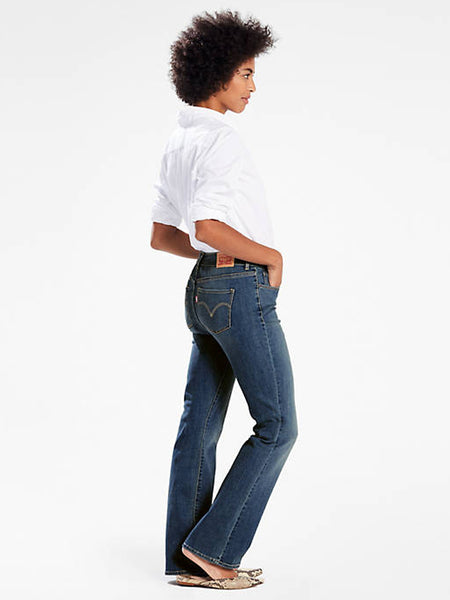 Levi's 392520002 Womens Classic Bootcut Jean Medium Wash side view. If you need any assistance with this item or the purchase of this item please call us at five six one seven four eight eight eight zero one Monday through Saturday 10:00a.m EST to 8:00 p.m EST