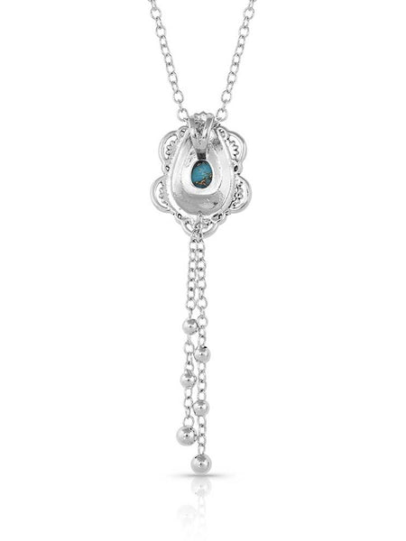 Montana Silversmiths NC4951 Womens Lady Guadalupe Dangle Stone Necklace Turquoise back view. If you need any assistance with this item or the purchase of this item please call us at five six one seven four eight eight eight zero one Monday through Saturday 10:00a.m EST to 8:00 p.m EST