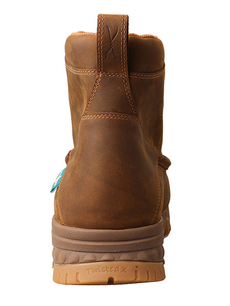 X MXCNW01 Mens 6 Inch Nano Toe Work Boot Distressed Saddle back view. If you need any assistance with this item or the purchase of this item please call us at five six one seven four eight eight eight zero one Monday through Saturday 10:00a.m EST to 8:00 p.m EST