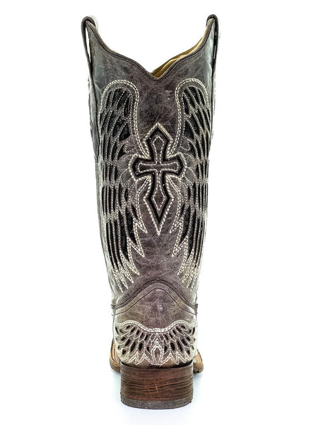 Corral A1197 Womens Wing and Cross Cowhide Western Boot Brown and Black back view. If you need any assistance with this item or the purchase of this item please call us at five six one seven four eight eight eight zero one Monday through Saturday 10:00a.m EST to 8:00 p.m EST