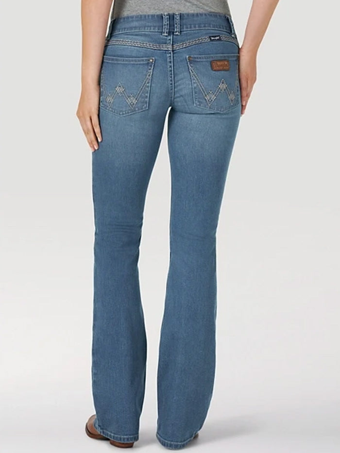 Wrangler 07MWZUG Womens Retro Sadie Bootcut Jeans Medium Wash front view. If you need any assistance with this item or the purchase of this item please call us at five six one seven four eight eight eight zero one Monday through Saturday 10:00a.m EST to 8:00 p.m EST