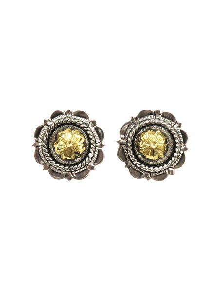 Bar V Ranch 311-215 Silver Flower With CZ Center's Earrings front view. If you need any assistance with this item or the purchase of this item please call us at five six one seven four eight eight eight zero one Monday through Saturday 10:00a.m EST to 8:00 p.m EST