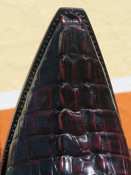 Black Jack 7126 Mens Alligator Tail Western Boots Black Cherry toe view from above. If you need any assistance with this item or the purchase of this item please call us at five six one seven four eight eight eight zero one Monday through Saturday 10:00a.m EST to 8:00 p.m EST
