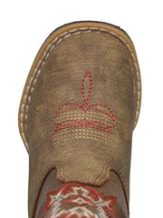 Double Barrel  4410544 Toddler Clay Pull Tabs Western Boot Brown toe view. If you need any assistance with this item or the purchase of this item please call us at five six one seven four eight eight eight zero one Monday through Saturday 10:00a.m EST to 8:00 p.m EST