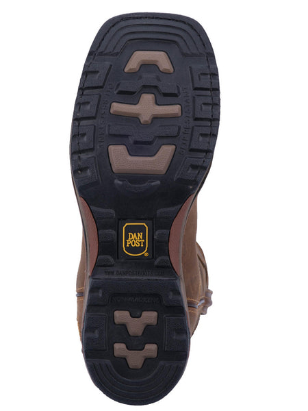 Dan Post DP69402 Mens Waterproof Square Toe Blayde Work Boots Saddle Tan SOLE VIEW. If you need any assistance with this item or the purchase of this item please call us at five six one seven four eight eight eight zero one Monday through Saturday 10:00a.m EST to 8:00 p.m EST