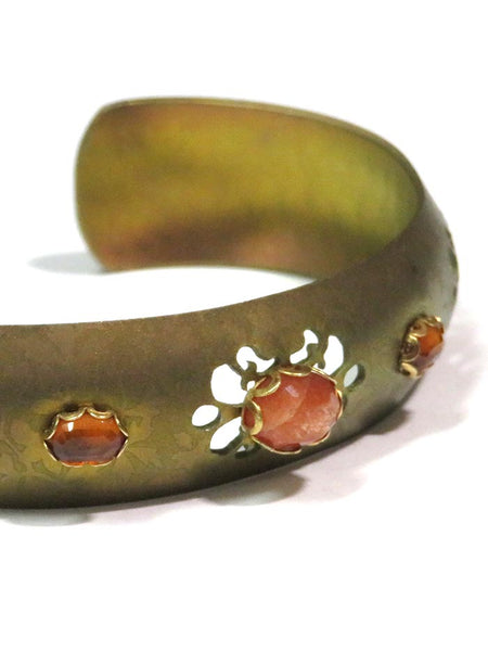 Vintage Crystal Cuff Bracelet BC3391 Yellow Side View