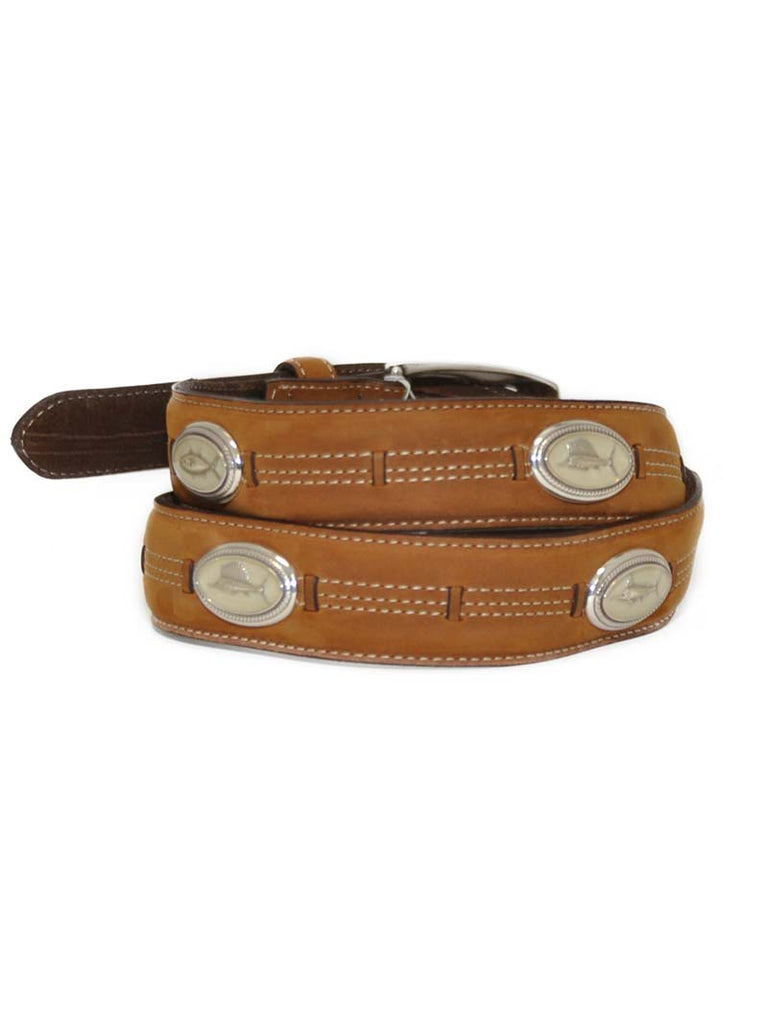 Brighton M40299 Trinidad Deep Sea Taper Belt Aged Bark front view. If you need any assistance with this item or the purchase of this item please call us at five six one seven four eight eight eight zero one Monday through Saturday 10:00a.m EST to 8:00 p.m EST