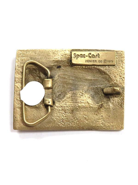 Colorado Silver Star 5715-B Sideview Of Buffalo Rectangular Belt Buckle Brass back view. If you need any assistance with this item or the purchase of this item please call us at five six one seven four eight eight eight zero one Monday through Saturday 10:00a.m EST to 8:00 p.m EST