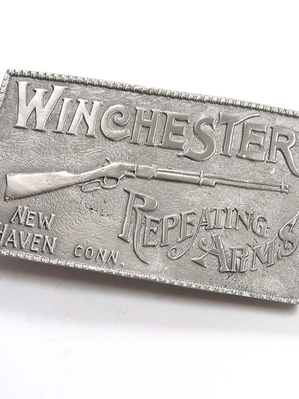 Colorado Silver Star 5853 Rectangle Winchester Pewter Cast Western Belt Buckle Silver front view. If you need any assistance with this item or the purchase of this item please call us at five six one seven four eight eight eight zero one Monday through Saturday 10:00a.m EST to 8:00 p.m EST