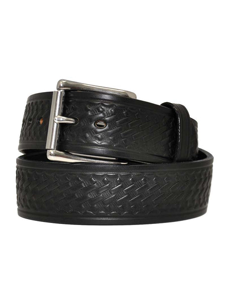Gingerich 1005-18 Mens Cassidy Basketweave Heavy Weight Leather Gun Belt Black front view. If you need any assistance with this item or the purchase of this item please call us at five six one seven four eight eight eight zero one Monday through Saturday 10:00a.m EST to 8:00 p.m EST