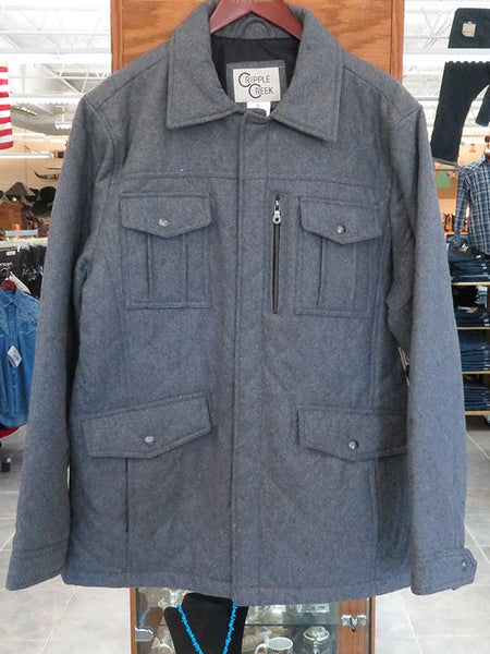 Cripple Creek CR42066 Mens Quilted Light Weight Wool Melton Coat Grey. If you need any assistance with this item or the purchase of this item please call us at five six one seven four eight eight eight zero one Monday through Saturday 10:00a.m EST to 8:00 p.m EST