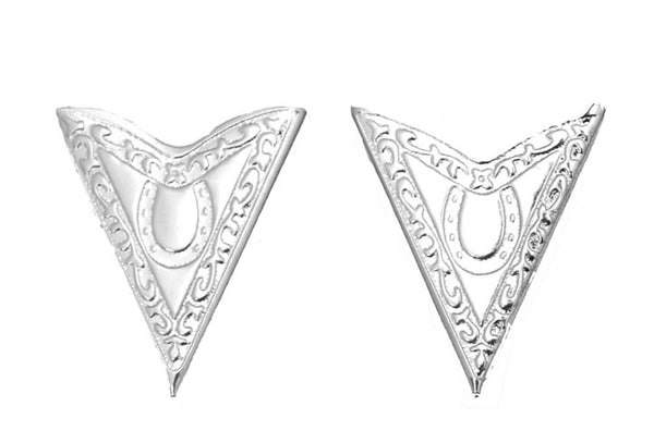 Western Express CT-30 Horseshoe Filigree Western Collar Tips Silver front view. If you need any assistance with this item or the purchase of this item please call us at five six one seven four eight eight eight zero one Monday through Saturday 10:00a.m EST to 8:00 p.m EST