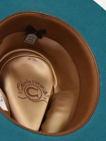 Charlie 1 Horse CWTEPE-493678 Womens Tee Pee Felt Hat Teal inside view. If you need any assistance with this item or the purchase of this item please call us at five six one seven four eight eight eight zero one Monday through Saturday 10:00a.m EST to 8:00 p.m EST