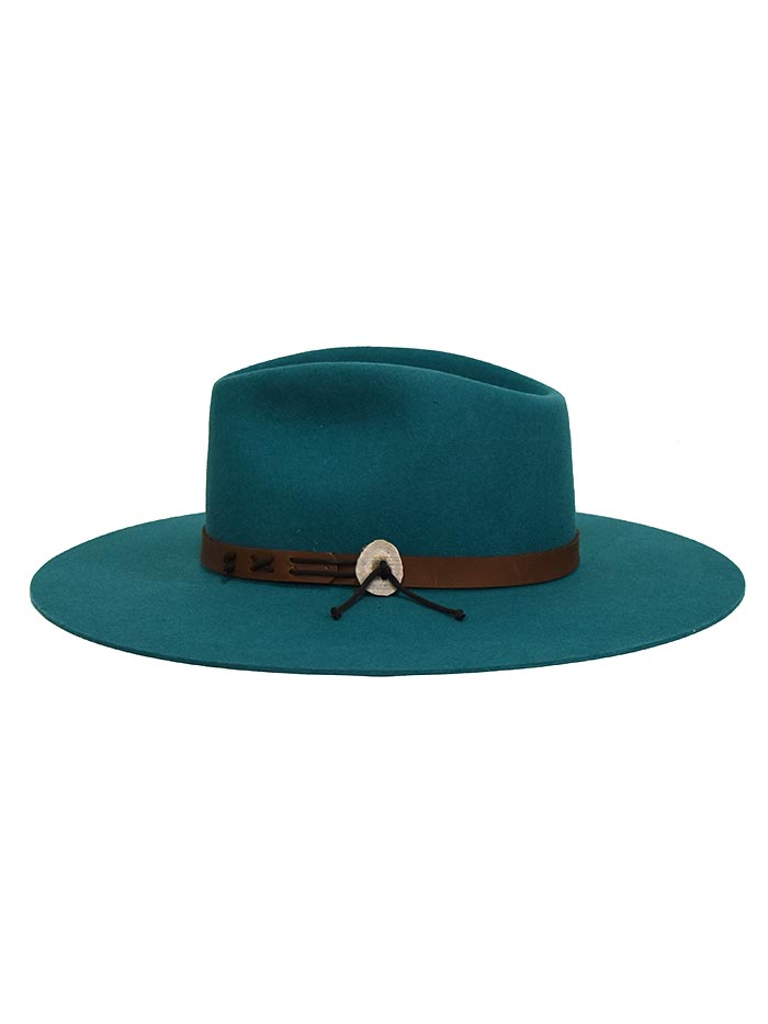 Charlie 1 Horse CWTEPE-493678 Womens Tee Pee Felt Hat Teal front, top and side view. If you need any assistance with this item or the purchase of this item please call us at five six one seven four eight eight eight zero one Monday through Saturday 10:00a.m EST to 8:00 p.m EST