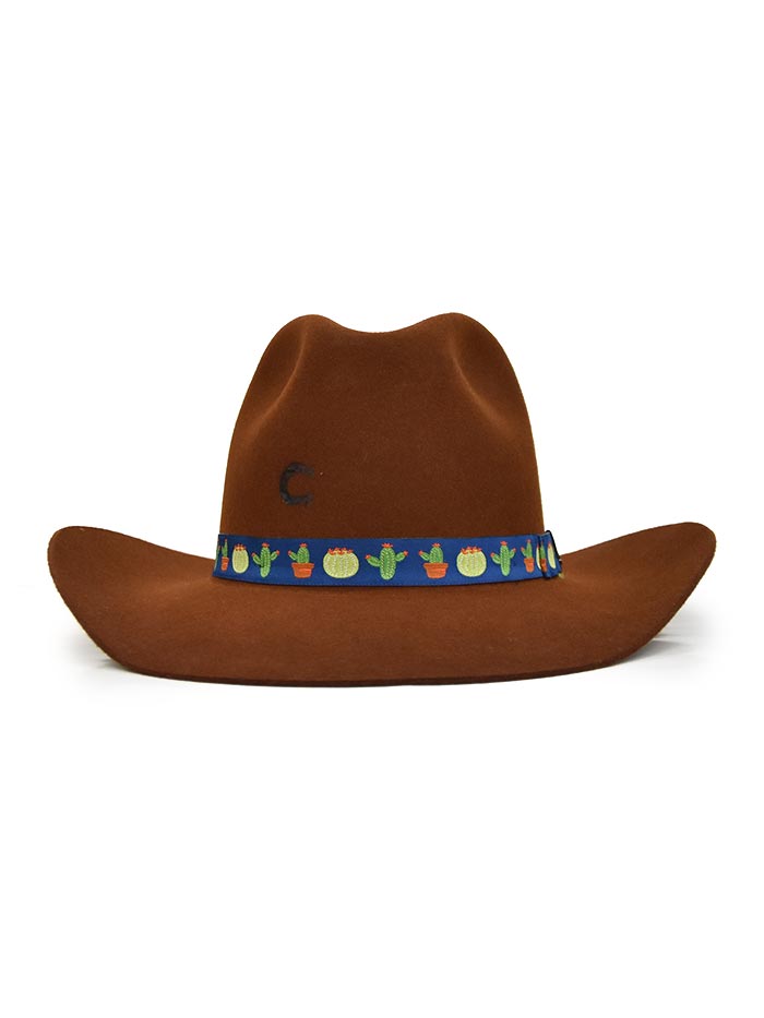 Charlie 1 Horse CWSTEM-213401 Womens Stick Em Up Felt Hat Cognac front and side view. If you need any assistance with this item or the purchase of this item please call us at five six one seven four eight eight eight zero one Monday through Saturday 10:00a.m EST to 8:00 p.m EST