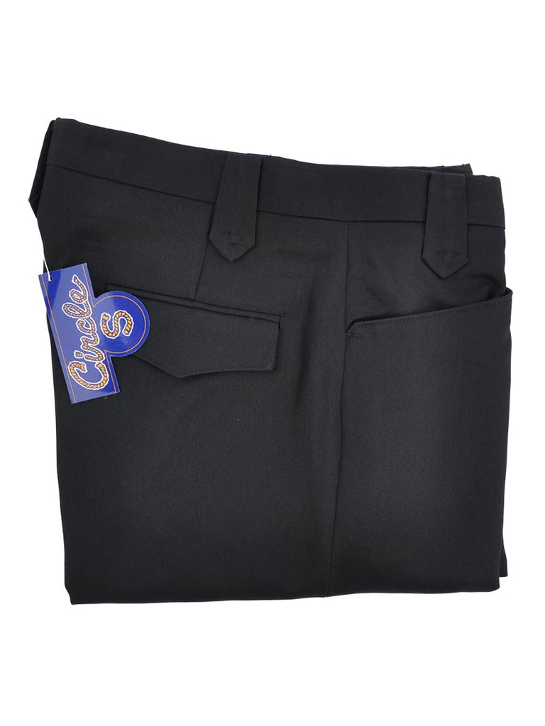 Circle S CP4793 Mens Solid Dress Ranch Pants Black front and side view. If you need any assistance with this item or the purchase of this item please call us at five six one seven four eight eight eight zero one Monday through Saturday 10:00a.m EST to 8:00 p.m EST