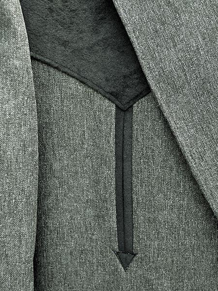 Circle S CC2976-40 Mens Sport Coat Boise Arrow Western Jacket Charcoal close up of front detail. If you need any assistance with this item or the purchase of this item please call us at five six one seven four eight eight eight zero one Monday through Saturday 10:00a.m EST to 8:00 p.m EST