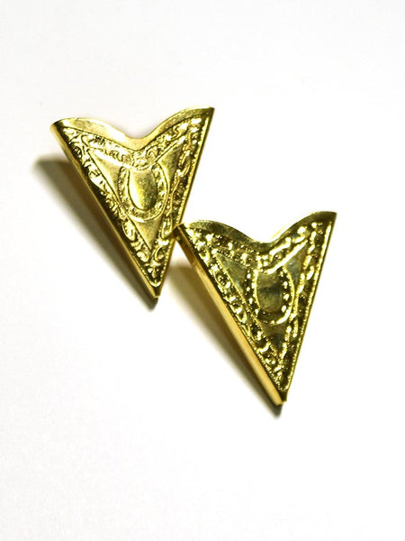 Western Express CT-30 Horseshoe Filigree Western Collar Tips Gold front view. If you need any assistance with this item or the purchase of this item please call us at five six one seven four eight eight eight zero one Monday through Saturday 10:00a.m EST to 8:00 p.m EST