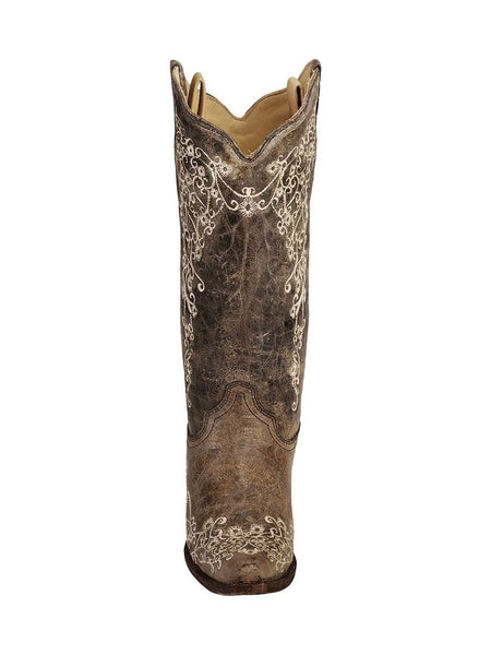 Corral A1094 Womens Crater Bone Embroidery Snip Toe Boots Brown front view. If you need any assistance with this item or the purchase of this item please call us at five six one seven four eight eight eight zero one Monday through Saturday 10:00a.m EST to 8:00 p.m EST