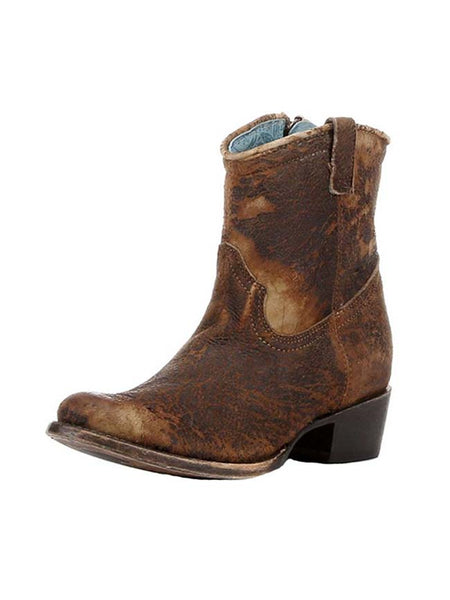Corral C1064 Ladies Lamb Abstract Short Top Boots Chocolate Tan. If you need any assistance with this item or the purchase of this item please call us at five six one seven four eight eight eight zero one Monday through Saturday 10:00a.m EST to 8:00 p.m EST