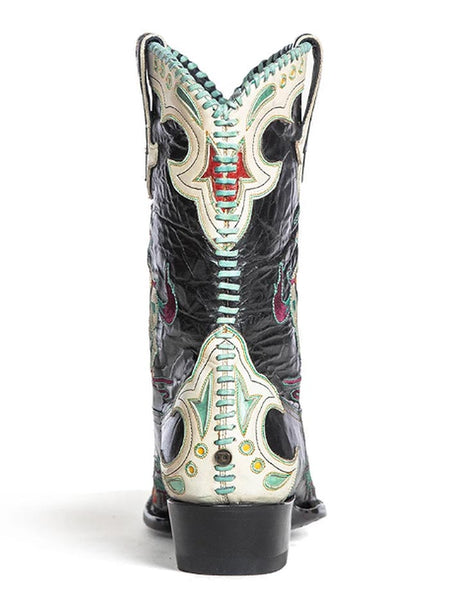 Double D Ranch DDL060-2 Womens Bronco Whipstitch 10" Western Boots Black back view. If you need any assistance with this item or the purchase of this item please call us at five six one seven four eight eight eight zero one Monday through Saturday 10:00a.m EST to 8:00 p.m EST