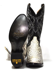 Dan Post DP3036 Mens Manning Python Western Cowboy Boot Natural sole and front view. If you need any assistance with this item or the purchase of this item please call us at five six one seven four eight eight eight zero one Monday through Saturday 10:00a.m EST to 8:00 p.m EST