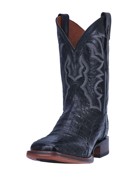 Dan Post DP4805 Mens Kingsly Caiman Square Toe Boot Black Front and side view. If you need any assistance with this item or the purchase of this item please call us at five six one seven four eight eight eight zero one Monday through Saturday 10:00a.m EST to 8:00 p.m EST