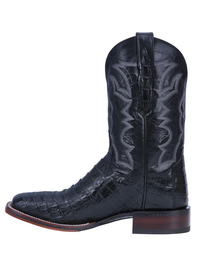 Dan Post DP4805 Mens Kingsly Caiman Square Toe Boot Black Front and side view. If you need any assistance with this item or the purchase of this item please call us at five six one seven four eight eight eight zero one Monday through Saturday 10:00a.m EST to 8:00 p.m EST