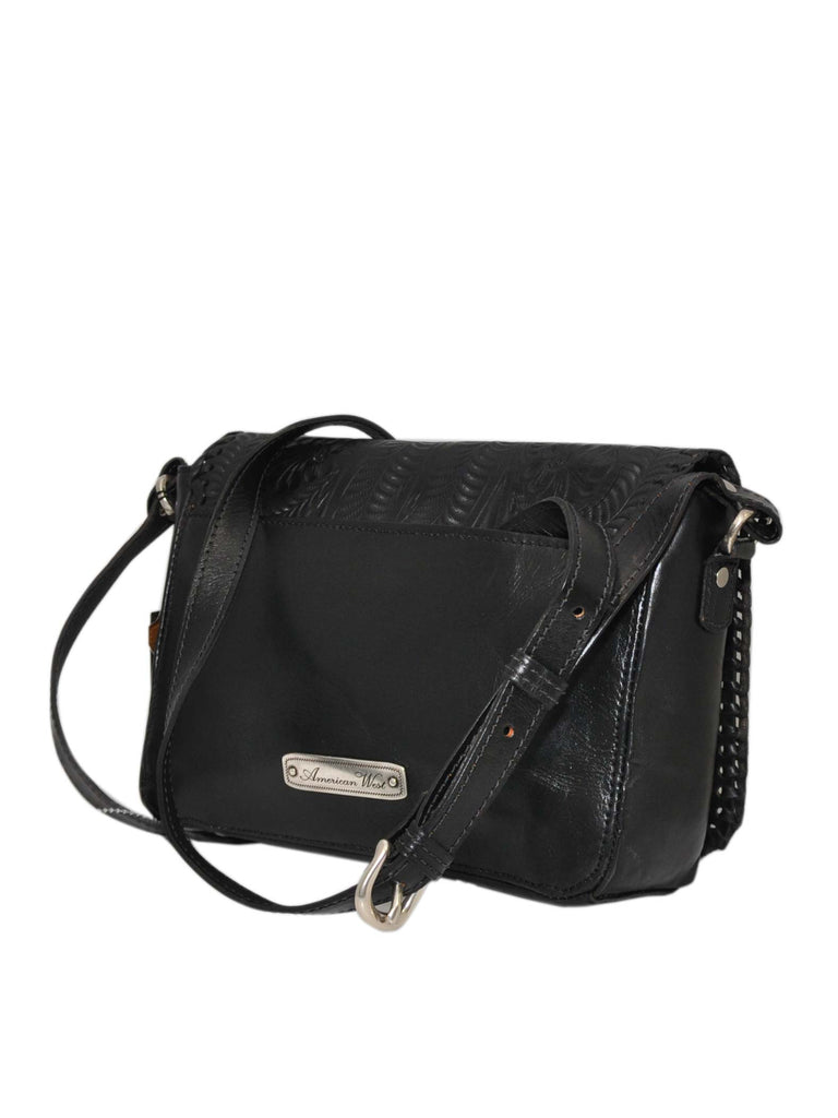 American West 9703514 Ladies Lariat Love Crossbody Hand Bag Black front view. If you need any assistance with this item or the purchase of this item please call us at five six one seven four eight eight eight zero one Monday through Saturday 10:00a.m EST to 8:00 p.m EST