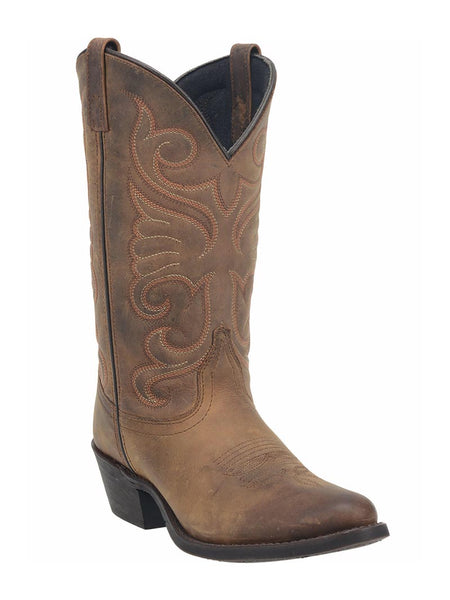 Laredo 51084 Ladies Bridget 11" R Toe Western Boots Distressed Tan front view. If you need any assistance with this item or the purchase of this item please call us at five six one seven four eight eight eight zero one Monday through Saturday 10:00a.m EST to 8:00 p.m EST