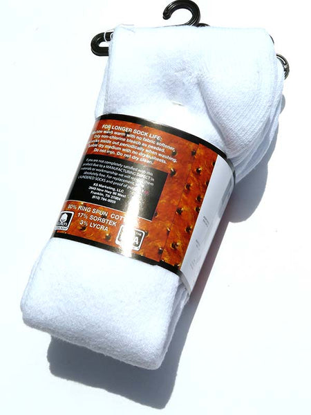 Dan Post DPCGC Womens Over The Calf Socks White back of package. If you need any assistance with this item or the purchase of this item please call us at five six one seven four eight eight eight zero one Monday through Saturday 10:00a.m EST to 8:00 p.m EST