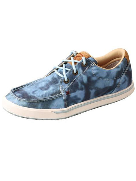 Twisted X WCA0043 Womens Rubber Outsole Casual Shoes Blue Tie Dye front and side view. If you need any assistance with this item or the purchase of this item please call us at five six one seven four eight eight eight zero one Monday through Saturday 10:00a.m EST to 8:00 p.m EST