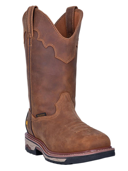 Dan Post DP69482 Mens Blayde Steel Toe Work Boots Saddle Tan side and front view. If you need any assistance with this item or the purchase of this item please call us at five six one seven four eight eight eight zero one Monday through Saturday 10:00a.m EST to 8:00 p.m EST