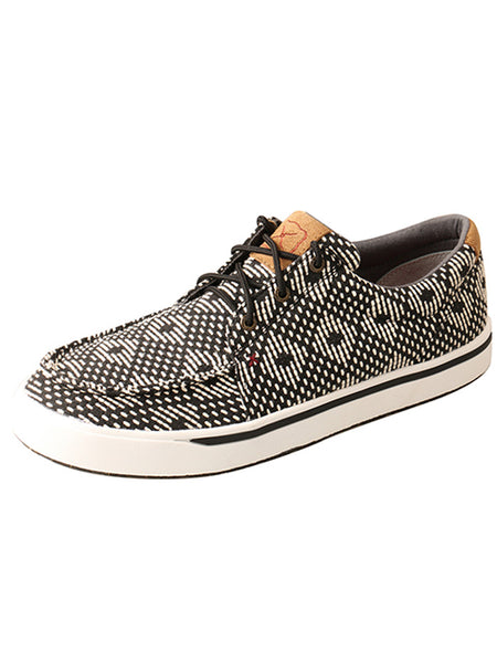 Twisted X MCA0046 Mens Casual Kicks Black and White side and front view. If you need any assistance with this item or the purchase of this item please call us at five six one seven four eight eight eight zero one Monday through Saturday 10:00a.m EST to 8:00 p.m EST
