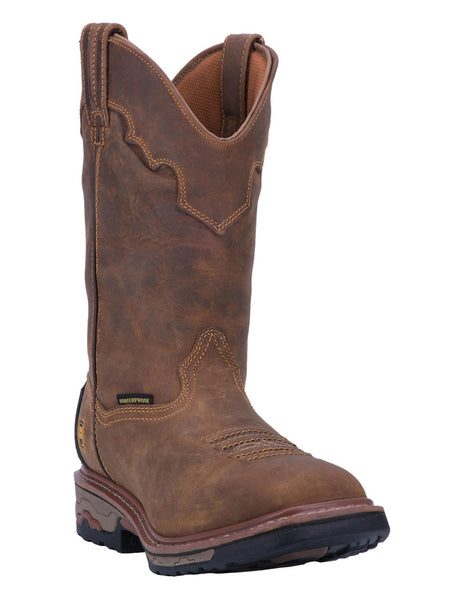 Dan Post DP69402 Mens Waterproof Square Toe Blayde Work Boots Saddle Tan FRONT SIDE VIEW If you need any assistance with this item or the purchase of this item please call us at five six one seven four eight eight eight zero one Monday through Saturday 10:00a.m EST to 8:00 p.m EST