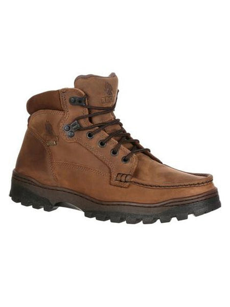 Rocky FQ0008723 Mens Outback GORE-TEX® Waterproof Hiker Boot Light Brown side view. If you need any assistance with this item or the purchase of this item please call us at five six one seven four eight eight eight zero one Monday through Saturday 10:00a.m EST to 8:00 p.m EST