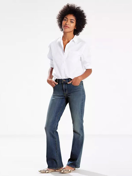 Levi's 392520002 Womens Classic Bootcut Jean Medium Wash front view. If you need any assistance with this item or the purchase of this item please call us at five six one seven four eight eight eight zero one Monday through Saturday 10:00a.m EST to 8:00 p.m EST