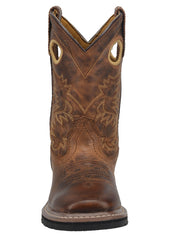 Dan Post DPC2932 Kids Western Leather Square Toe Armarillo Boot Brown front view. If you need any assistance with this item or the purchase of this item please call us at five six one seven four eight eight eight zero one Monday through Saturday 10:00a.m EST to 8:00 p.m EST