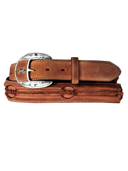 Justin C10817 Mens Fenced In Belt Dark Brown front view. If you need any assistance with this item or the purchase of this item please call us at five six one seven four eight eight eight zero one Monday through Saturday 10:00a.m EST to 8:00 p.m EST