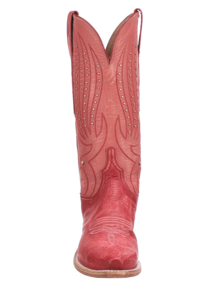 Lucchese N4893.54 Womens Western Goat Camilla Stud Boots Red Salmon front view. If you need any assistance with this item or the purchase of this item please call us at five six one seven four eight eight eight zero one Monday through Saturday 10:00a.m EST to 8:00 p.m EST