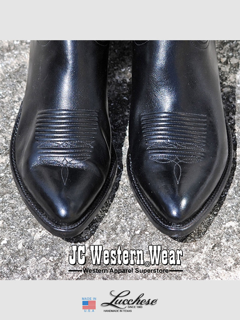 Lucchese G9602.24 Mens Classics Buffalo Skin Boots Black side / front view pair. If you need any assistance with this item or the purchase of this item please call us at five six one seven four eight eight eight zero one Monday through Saturday 10:00a.m EST to 8:00 p.m EST