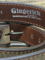 Gingerich 824645 Distressed Leather Belt Brown close up
