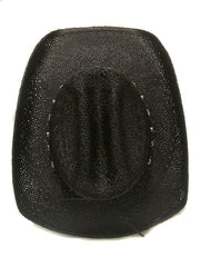 Bullhide ITCHYGOONIE 2223BL Fashion Western Straw Hat Black top view. If you need any assistance with this item or the purchase of this item please call us at five six one seven four eight eight eight zero one Monday through Saturday 10:00a.m EST to 8:00 p.m EST