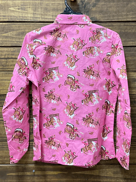 Panhandle C6S3493 Kids Long Sleeve Snap Shirt Rose/Mauve back view. If you need any assistance with this item or the purchase of this item please call us at five six one seven four eight eight eight zero one Monday through Saturday 10:00a.m EST to 8:00 p.m EST