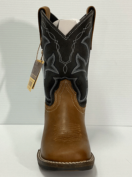 Roper 09-018-0911-2409BR Kids Monterey Boot Burnished Leather Brown full front view. If you need any assistance with this item or the purchase of this item please call us at five six one seven four eight eight eight zero one Monday through Saturday 10:00a.m EST to 8:00 p.m EST