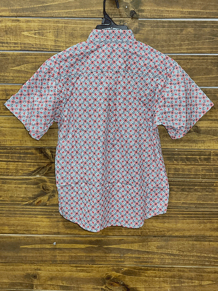 Panhandle C1D3174 Kids Poplin Print Button Down Shirt Scarlet back view. If you need any assistance with this item or the purchase of this item please call us at five six one seven four eight eight eight zero one Monday through Saturday 10:00a.m EST to 8:00 p.m EST