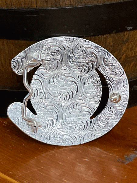 Montana Silversmiths 61375-878 Crossed Pistols Buckle Silver back view. If you need any assistance with this item or the purchase of this item please call us at five six one seven four eight eight eight zero one Monday through Saturday 10:00a.m EST to 8:00 p.m EST