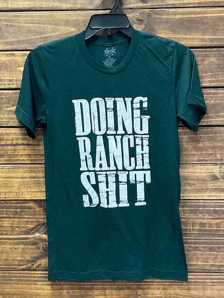 Texas True 3413 Doing Ranch Shit Printed Tee Emerald Tri Blend front view. If you need any assistance with this item or the purchase of this item please call us at five six one seven four eight eight eight zero one Monday through Saturday 10:00a.m EST to 8:00 p.m EST