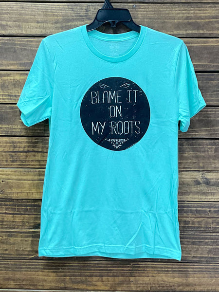 Texas True 3001 Blame It On My Roots T-Shirt Heather Mint front view. If you need any assistance with this item or the purchase of this item please call us at five six one seven four eight eight eight zero one Monday through Saturday 10:00a.m EST to 8:00 p.m EST