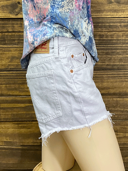 Womens 501 Original Shorts Washed Lilac side view. If you need any assistance with this item or the purchase of this item please call us at five six one seven four eight eight eight zero one Monday through Saturday 10:00a.m EST to 8:00 p.m EST